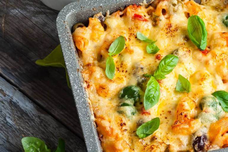 macarrones-con-queso Macarrones con queso gratinado.