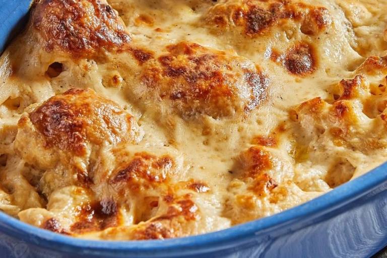 coliflor-bechamel Coliflor con bechamel, un plato de cremoso corazón pero crujiente gratinado.