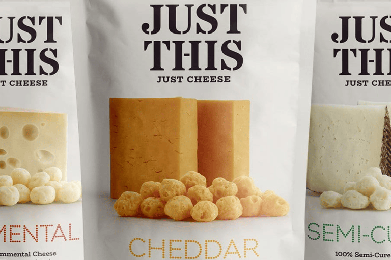 queso deshidratado just this Just This es un snack de queso deshidratado con un proceso único de la marca.