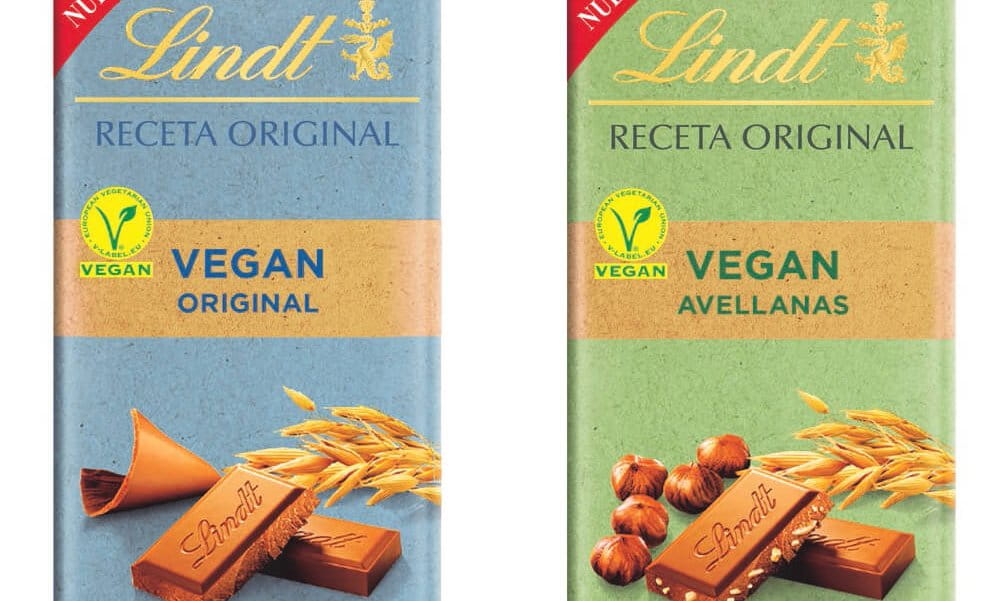 Lindt lanza dos tabletas de chocolate vegano elaborado con bebida de avena.