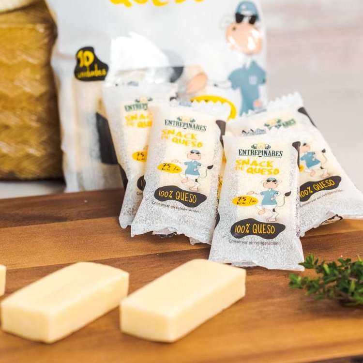 El snack de queso de Entrepinares es un lácteo de 200 gramos que cumple como una ración diaria.